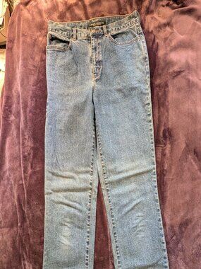 RALPH LAUREN WOMENS JEANS CO Blue Pants Denim 8 Straight Leg Relaxed Fit Light